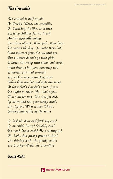 Roald Dahl Crocodile Poem