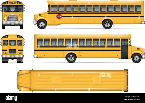 School bus vector mock-up. Isolated template of city transport on white ...