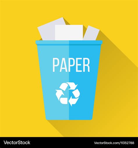 Blue recycle garbage bin with paper Royalty Free Vector