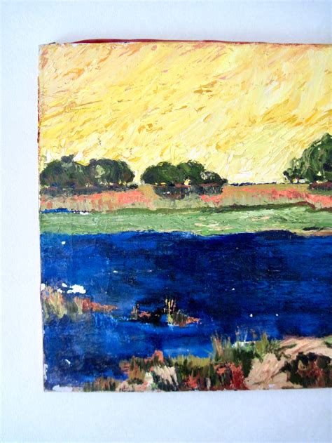 Vintage Oil Painting of Lake Scene on Canvas – Rush Creek Vintage