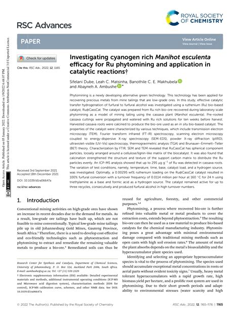 (PDF) Investigating cyanogen rich Manihot esculenta efficacy for Ru ...