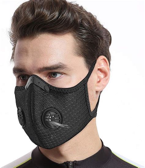 GUOO Dust Masks Veil Reusable Carbon Activated Filters Black Cloth Face ...