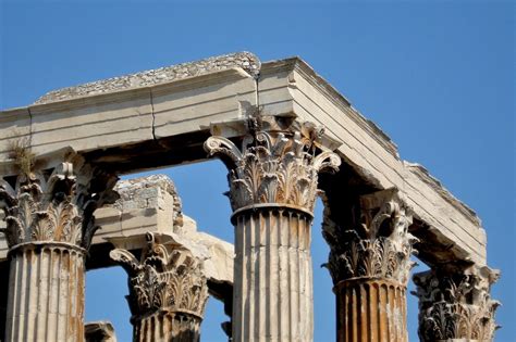 The Corinthian order of the Temple of Olympian Zeus, Athens, 174 BC, Greece