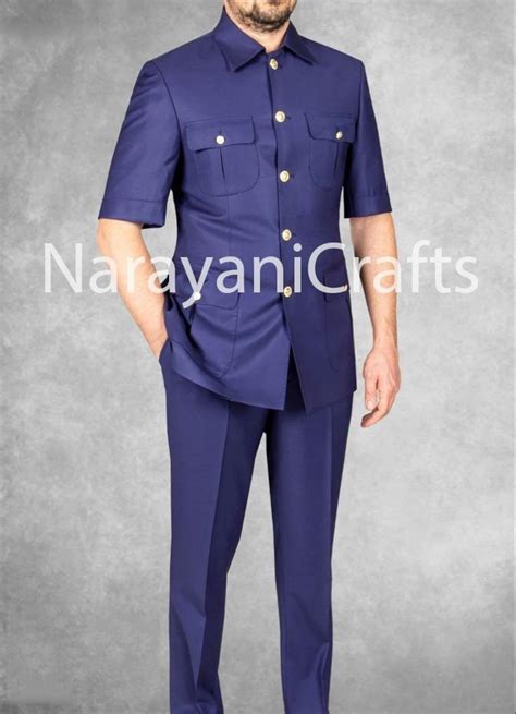 New Ethnic Blue Color Safari Suit for Men for Parties and Festive ...