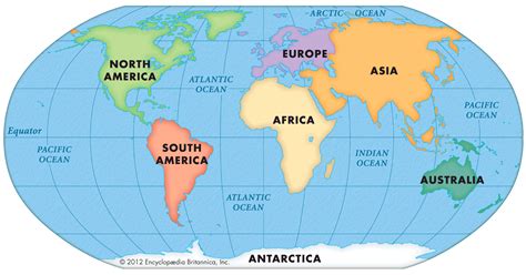 World Map With Labeled Continents