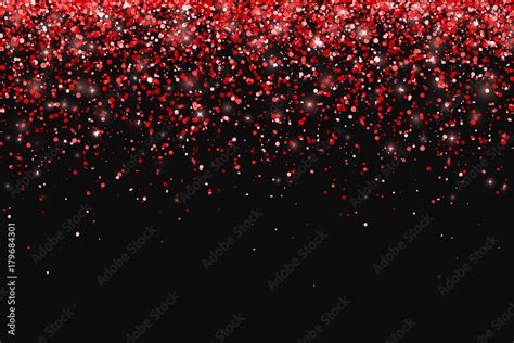 Red glitter on black background, falling particles. Vector Stock Vector ...