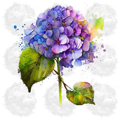 Hydrangea Art, Watercolor Hydrangea Clipart, Watercolor Hydrangea ...