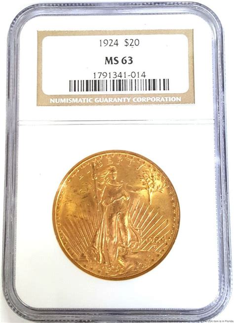 1924 $20 Twenty Dollar Gold Double Eagle Saint Gaudens NGC MS63 US Coin ...