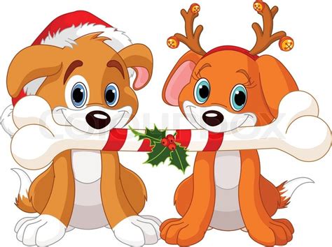 Cartoon Christmas Dog - Corgi Dog With Santa Hat And Christmas Lights ...