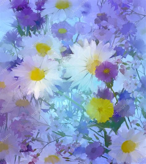 Oil painting flowers in soft color and blur style for background Stock ...