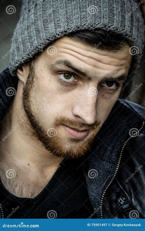 Portrait of Brutal Young Man. Bad Boy Concept. Stock Image - Image of ...