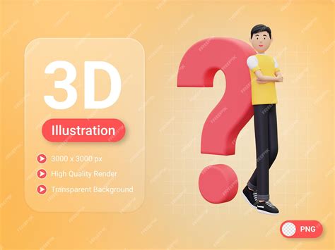 Premium PSD | 3d man with question mark