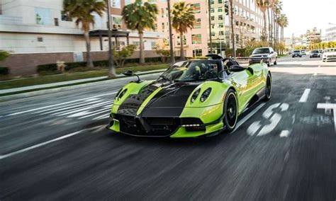 Green Pagani Huayra Roadster BC has a matching Zonda Cinque for company ...