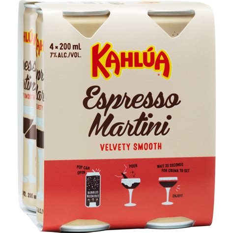 Kahlua Espresso Martini Cans 200ml X4 Pack | Woolworths