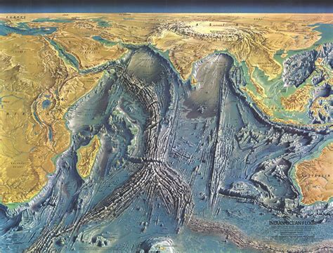 A detailed map of the World ocean floor (1968) - Vivid Maps