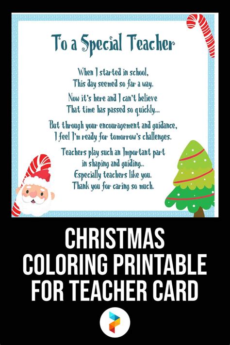 Christmas Coloring Printable For Teacher Card | Teacher cards ...