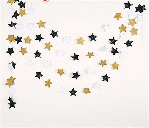 13ft Hanging Paper Garland Star Gold Silver Black Blue - Etsy