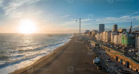 Beautiful Brighton beach view. Magical sunset and stormy weather in ...