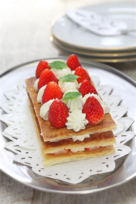 Strawberry Mille Feuille, French Pastry Stock Photo - Image of close ...