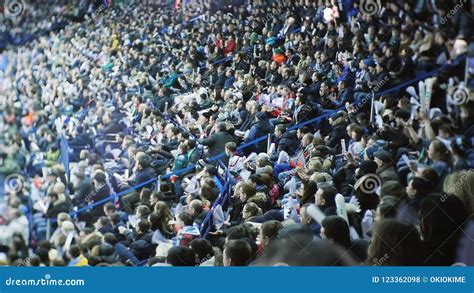 Happy Sports Fans Cheer on Favorite Team on Stadium Stands Stock ...