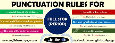 Punctuation Rules for Full Stop ( or Period or Point ) - English Study Page