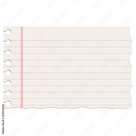 Realistic ruled notebook ripped empty sheet. Torn notebook school paper ...