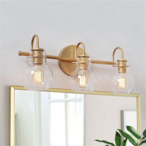 Uolfin Ismo 3-Light Gold Modern Bathroom Vanity Wall Sconce with Clear ...