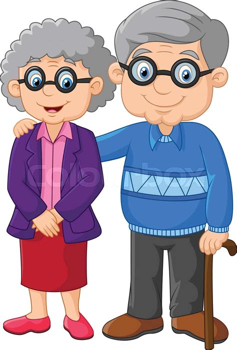 Cartoon elderly couple isolated on white background | Stock vector ...