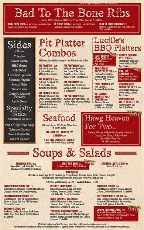 Menu at Lucilles BBQ, Boca Raton, W Atlantic Ave