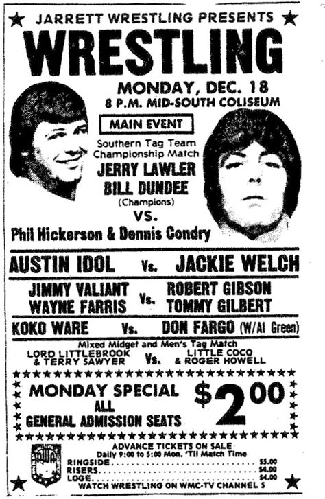 Memphis, TN (Mid-South Coliseum) 1978-12-18 (Memphis) Wrestling Posters ...