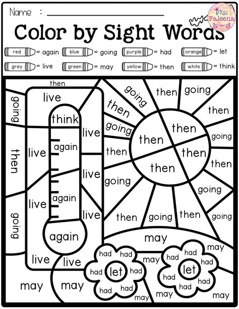 Sight Words For 1st Graders Printables