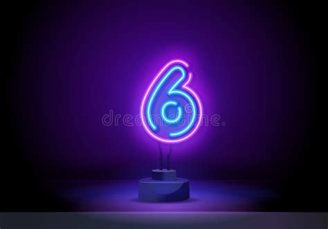 Neon City Font Sign Number 6, Signboard Six. Number Six Symbol Neon ...