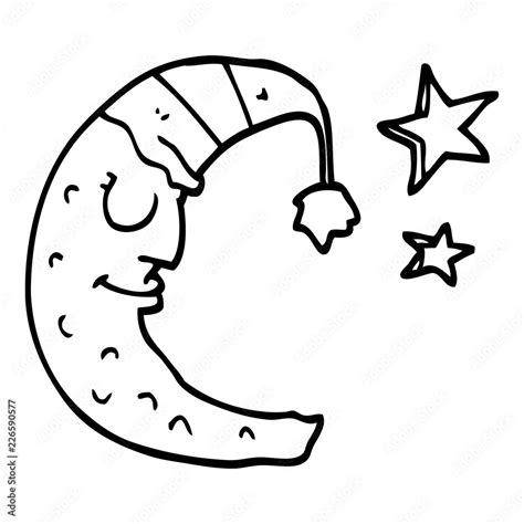 Sleeping Moon Clipart Black And White