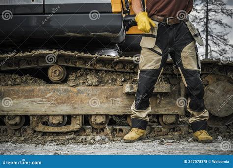 Bulldozer Operator in Front of His Crawler Stock Photo - Image of ...