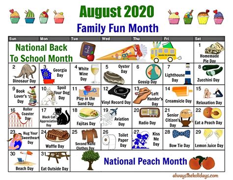 National Food Days 2021 Printable August 2021 | National day calendar ...