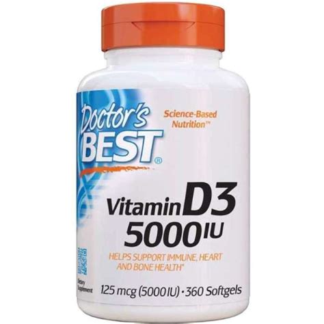 Promo Doctor's Best Vitamin D3 5000 IU (125 mcg) - 360 softgels Diskon ...