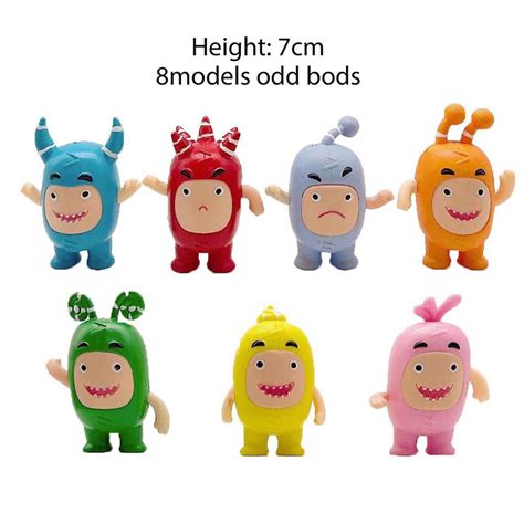 Set of 7 Oddbods Plush Toys Fuse Slick Bubbles Zee Pogo Jeff Newt Doll ...