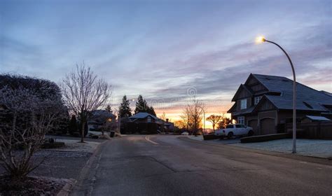 View of Residential Suburban Neighborhood Street in a Modern City ...