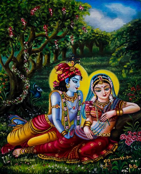 Krishna With Radha Painting/hare Krishna Gift /lord Krishna Wall Art ...