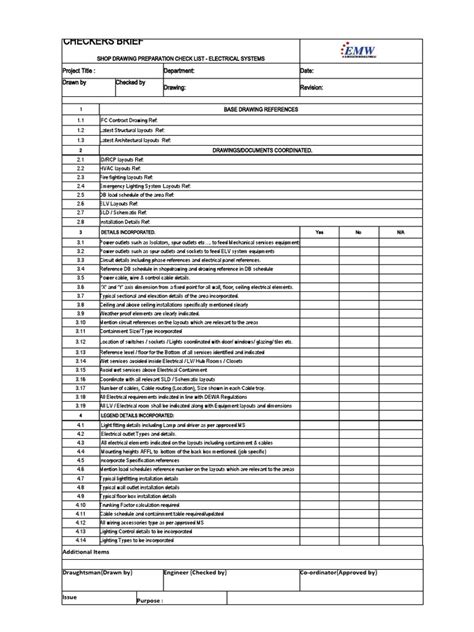 Shop Drawing Check List (Electrical) | PDF | Ac Power Plugs And Sockets ...