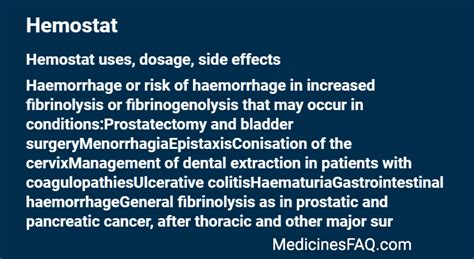 Hemostat: Uses, Dosage, Side Effects, FAQ - MedicinesFAQ