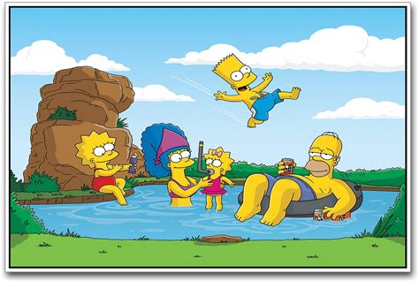 The Simpsons enjoying in the pool Paper Print - Animation & Cartoons ...