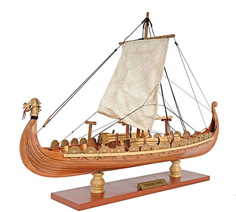 Drakkar Dragon Viking Longship Wooden Ship Model Small 15" Fully Built ...