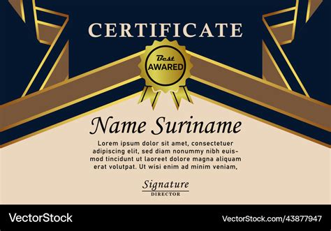 Blue gold color certificate award design Vector Image