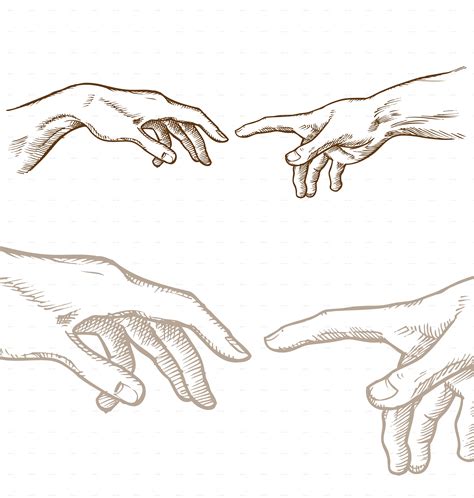 Creation Of Adam Hand Drawn. Vetcor Illustration | How to draw hands ...