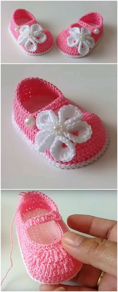 Crochet Baby Shoes With Cute Flower - Crochet Ideas