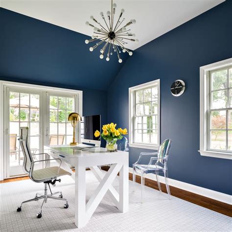 Dramatic Navy Home Office | Blue home offices, Home office colors, Home ...