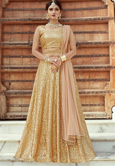 Indian Dress Gold Color Bridal Lehenga 1104