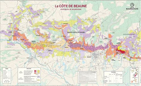 CÔTE DE BEAUNE MAP 88 X 55 CM - FLAT - Bourgogne wines