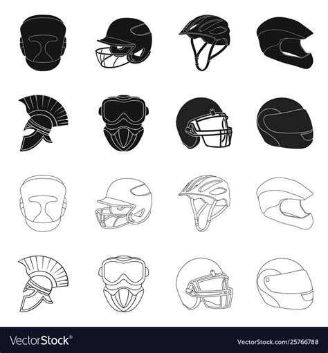 Helmet and sport sign set Royalty Free Vector Image